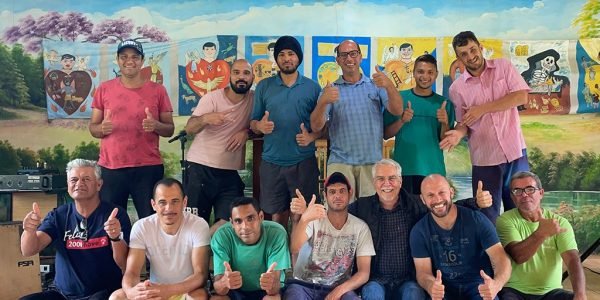 Men at the recovery center in Paraná